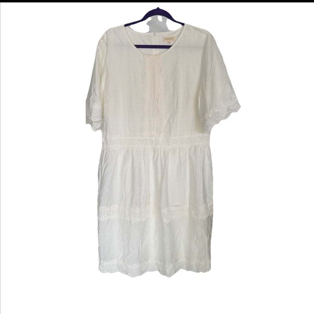 Roolee What Side of Love Lace Dress Womens XL Cream Short Sleeve D-9